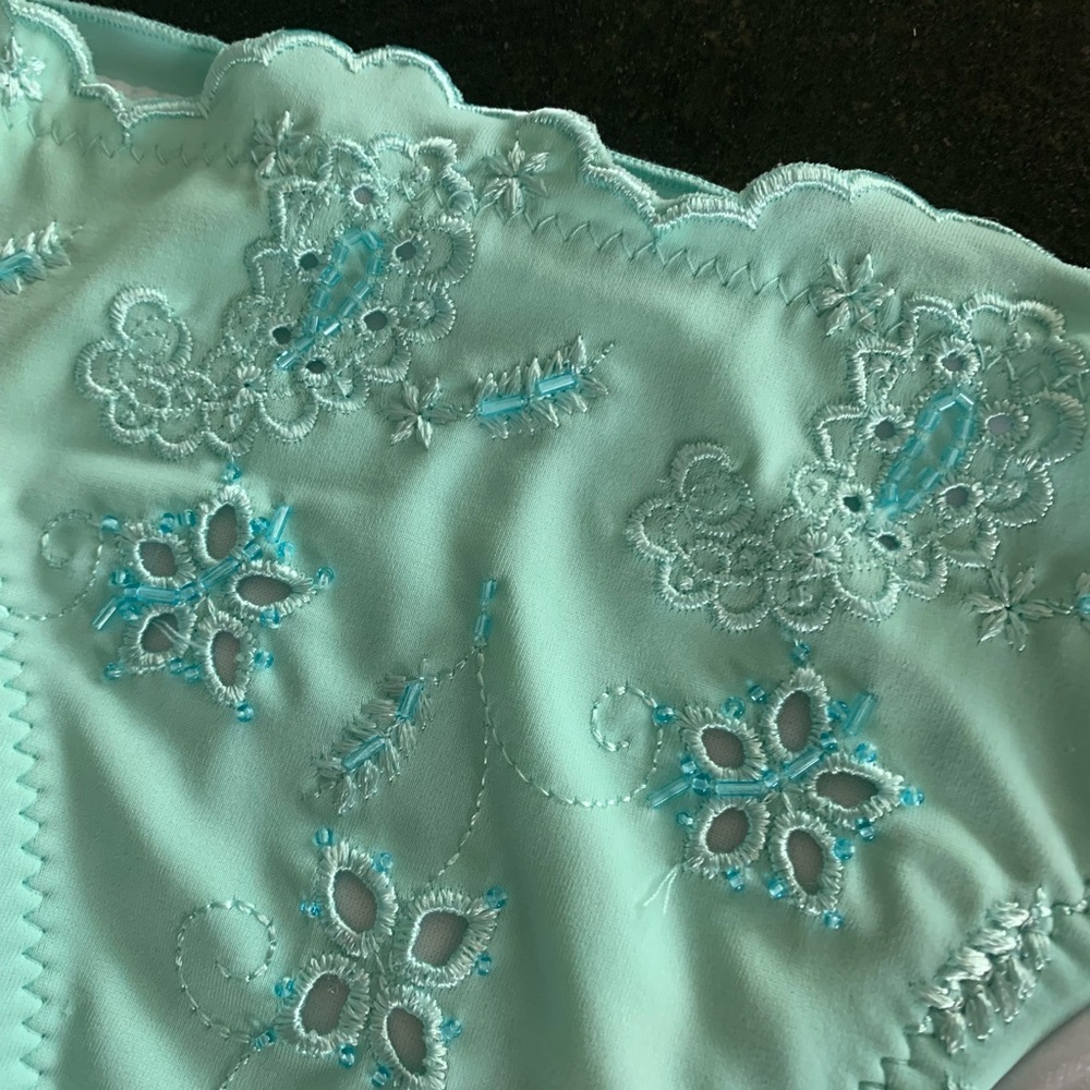 Vintage Hot Kiss tiffany blue beaded bikini set - Picture 7 of 8